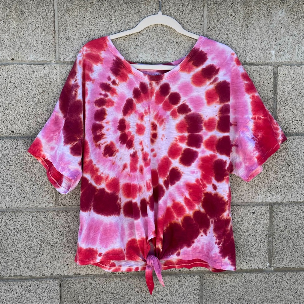 GAP Easy Tee XL tie front red pink TIE DYE